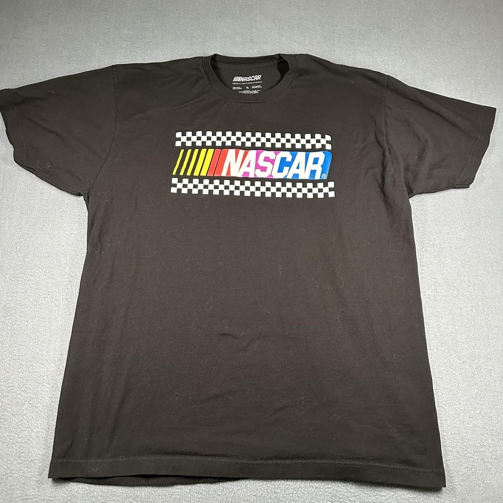 NASCAR Shirt Mens XL Black NASCAR Auto Racing Graphic Tee T-Shirt Cotton